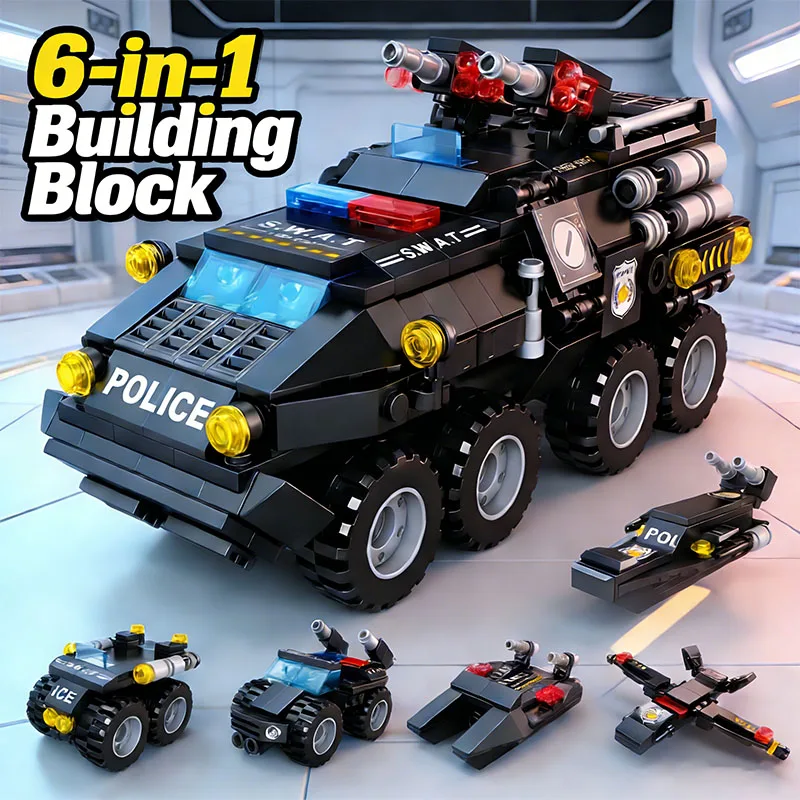 6in1 SWAT Vehicle Building Block Car Building Blocks Armored Vehicle Building Blocks Boys Toy Children Christmas Birthday Gift
6in1 SWAT Vehicle Building Block Car Building Blocks Armored Vehicle Building Blocks Boys Toy Children Christmas Birthday Gift