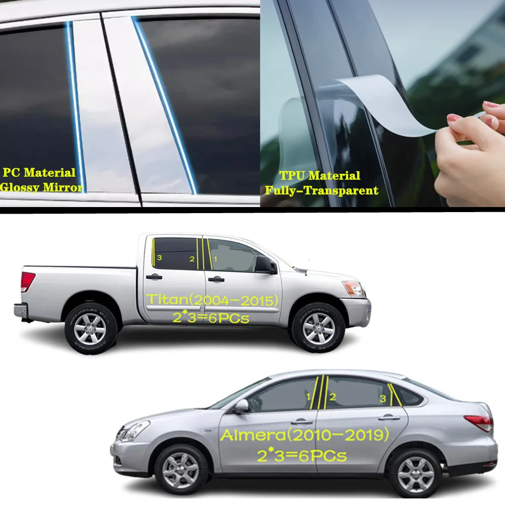 For Nissan Titan 2004-2015/Almera 2010-2019 Car TPU/Glossy Mirror Pillar Post Cover Door Trim Window Molding Sticker Accessories
For Nissan Titan 2004-2015/Almera 2010-2019 Car TPU/Glossy Mirror Pillar Post Cover Door Trim Window Molding Sticker Accessories