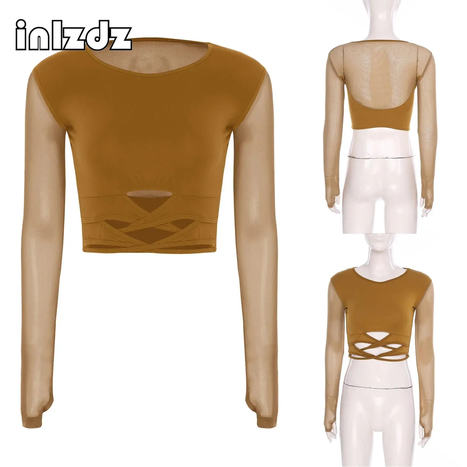 Long Sleeve Latin Ballet Dance Crop Tops for Women Sheer Mesh Back Strappy Bottom Crop T-shirt for Samba Rumba Waltz Class Stage
Long Sleeve Latin Ballet Dance Crop Tops for Women Sheer Mesh Back Strappy Bottom Crop T-shirt for Samba Rumba Waltz Class Stage