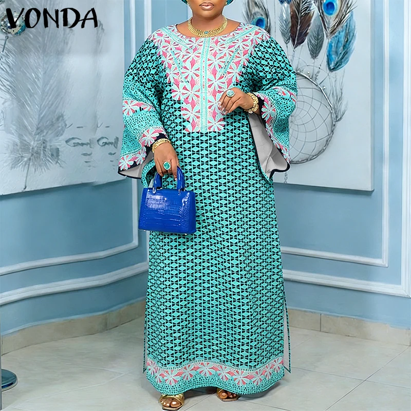 Summer Spring Women Long Maxi Dress VONDA Elegant Plus Size Dresses Print Vestidos Streetwear OL Party Long Sleeve Sundress
Summer Spring Women Long Maxi Dress VONDA Elegant Plus Size Dresses Print Vestidos Streetwear OL Party Long Sleeve Sundress