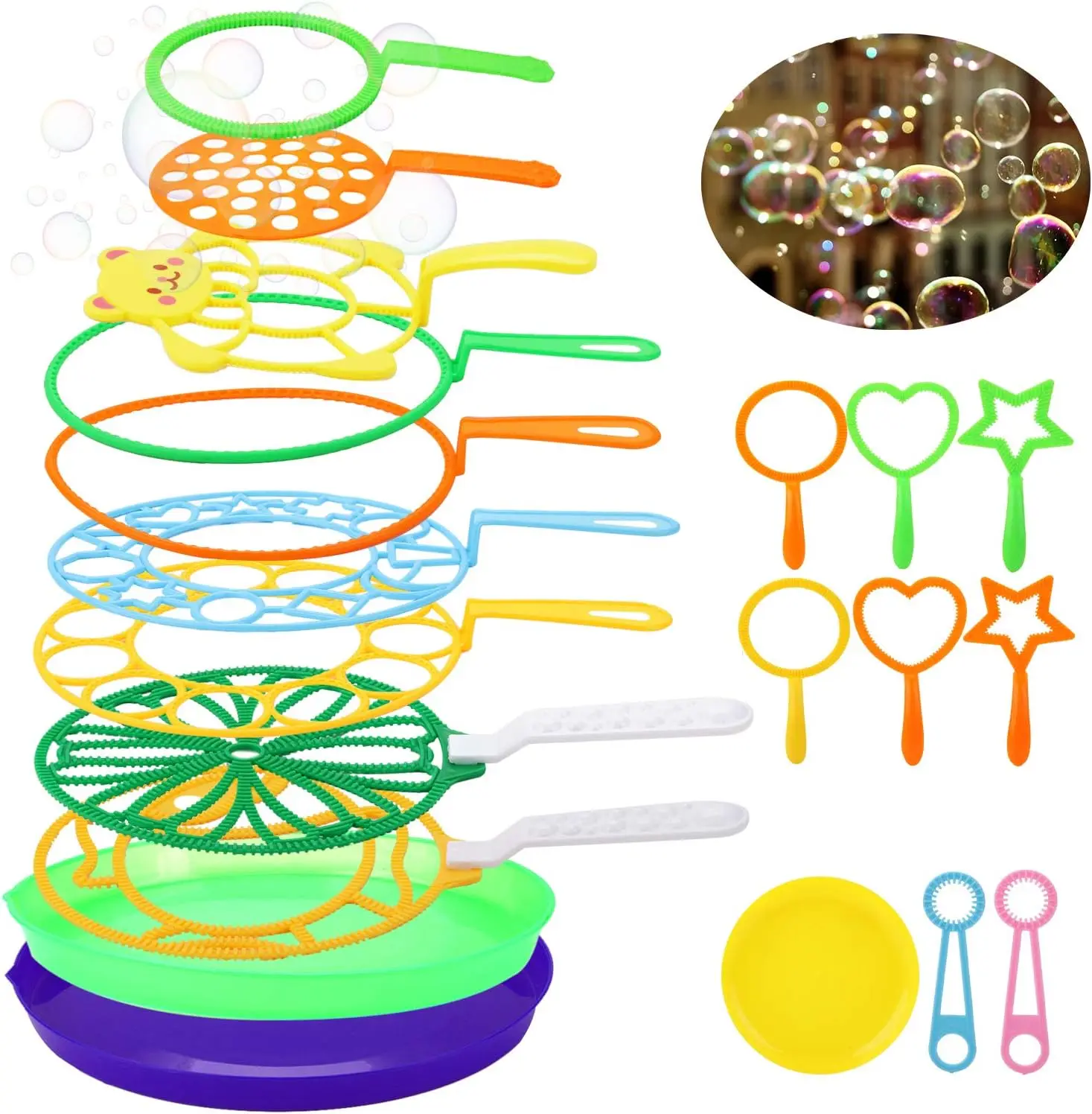 Big Bubble Wands Set - 17 Pcs Bubble Party Pack for Outdoor Fun, Bulk Bubble Toys for Kids & Adults
Big Bubble Wands Set - 17 Pcs Bubble Party Pack for Outdoor Fun, Bulk Bubble Toys for Kids & Adults