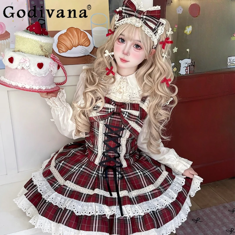 Оригинальное японское мягкое платье Kawaii для девочек на день рождения в стиле Лолиты JSK, облегающее красное клетчатое короткое платье с бантом для девочек, женские рубашки
Оригинальное японское мягкое платье Kawaii для девочек на день рождения в стиле Лолиты JSK, облегающее красное клетчатое короткое платье с бантом для девочек, женские рубашки