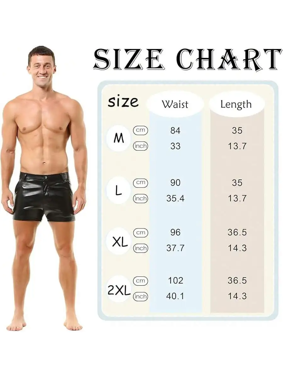 Mens PU Leather Shorts Elastic Waist Zipper Pockets Club Party Short Pants
Mens PU Leather Shorts Elastic Waist Zipper Pockets Club Party Short Pants