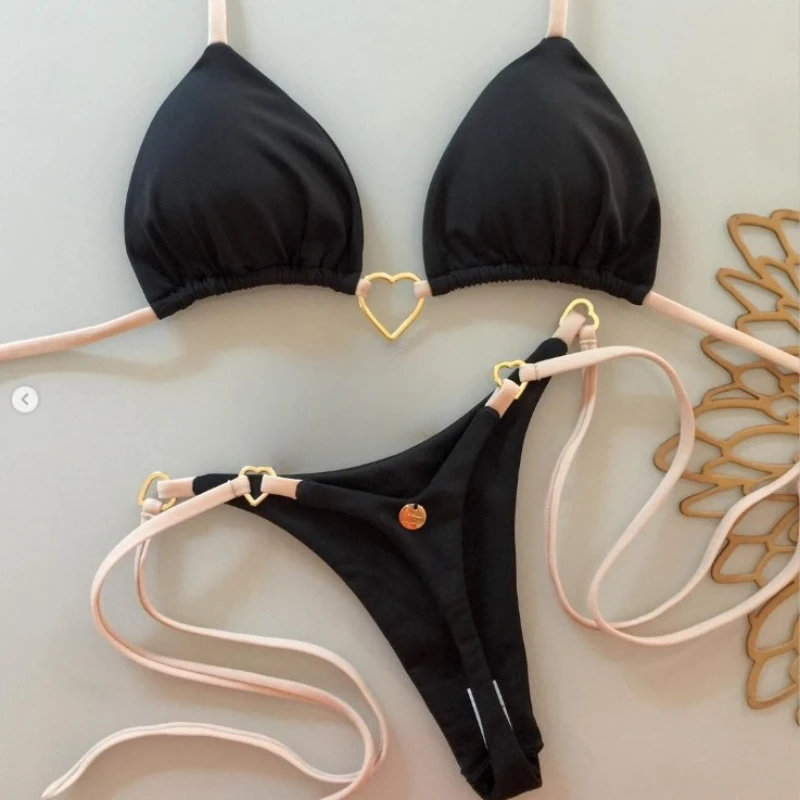 Sexy Halter Solid Color Bikini Set Women Lace-up Swimsuit Two-piece Triangle Thong Swimwear Bathing Suit Brazilian Biquinis
Sexy Halter Solid Color Bikini Set Women Lace-up Swimsuit Two-piece Triangle Thong Swimwear Bathing Suit Brazilian Biquinis