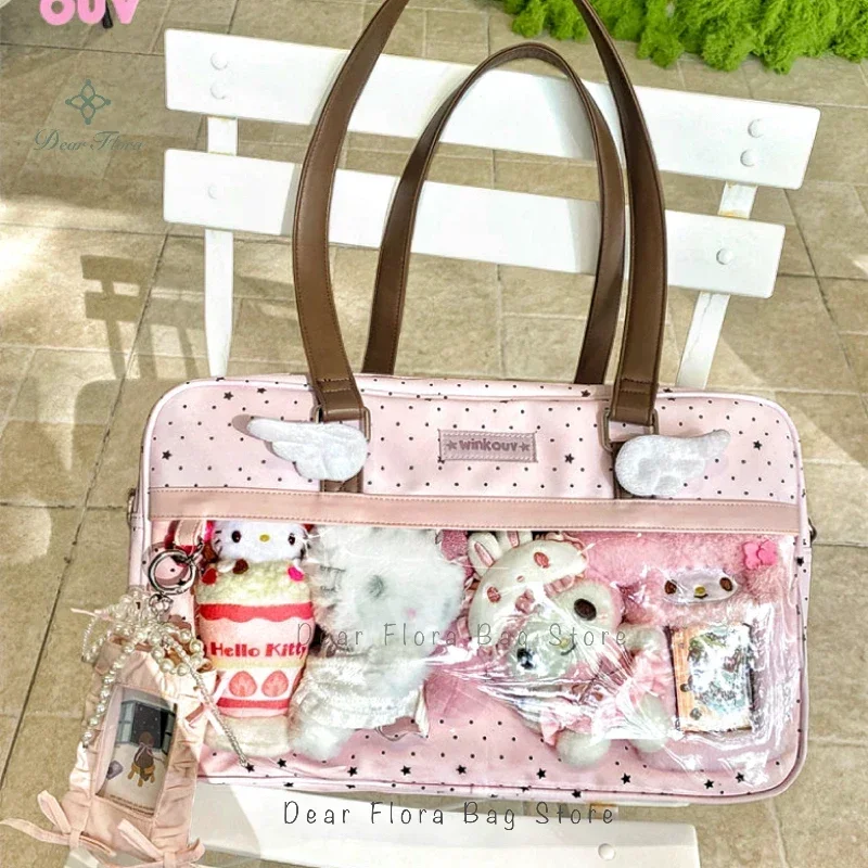 New Cute Large Capacity Lace Ita Bag Lolita Girls Transparent Pocket Y2k DIY Badge Display Shoulder Bag Casual Polka Dot Handbag
New Cute Large Capacity Lace Ita Bag Lolita Girls Transparent Pocket Y2k DIY Badge Display Shoulder Bag Casual Polka Dot Handbag