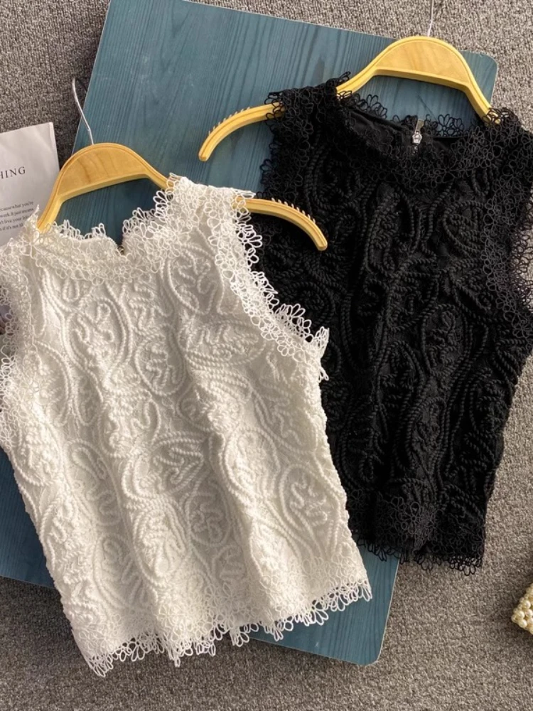 2025 Summer New Vests O Neck Sleeveless Crop Tops Solid Color Lace Hollow Out T Shirts Fashion Design All Match Women's Clothing
2025 Summer New Vests O Neck Sleeveless Crop Tops Solid Color Lace Hollow Out T Shirts Fashion Design All Match Women's Clothing