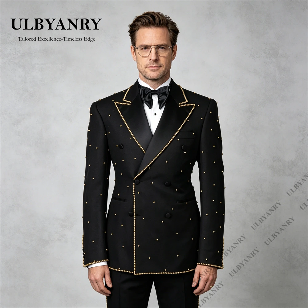 ULBYANRY Gold Beads 2 Pcs Men's Formal Suit Set, Slim Fitting Double Breasted Suit Jacket Pants, Formal Occasion Suit Attire
ULBYANRY Gold Beads 2 Pcs Men's Formal Suit Set, Slim Fitting Double Breasted Suit Jacket Pants, Formal Occasion Suit Attire