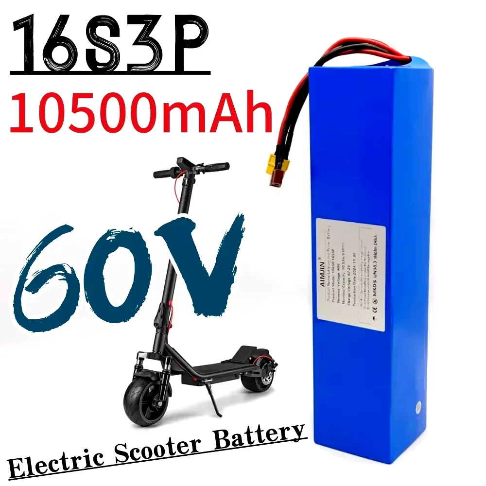 Rechargeable battery 60V 10500mAh 18650 16S3P lithium battery pack with BMS 700W 1500W high-power
Rechargeable battery 60V 10500mAh 18650 16S3P lithium battery pack with BMS 700W 1500W high-power