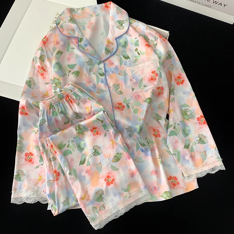 Aesthetics Romantic Flower Elegant Lace Women's Pajamas 2pc French Noble Chic Sleepwear 2024 New Autumn Floral Art Print Lounges
Aesthetics Romantic Flower Elegant Lace Women's Pajamas 2pc French Noble Chic Sleepwear 2024 New Autumn Floral Art Print Lounges