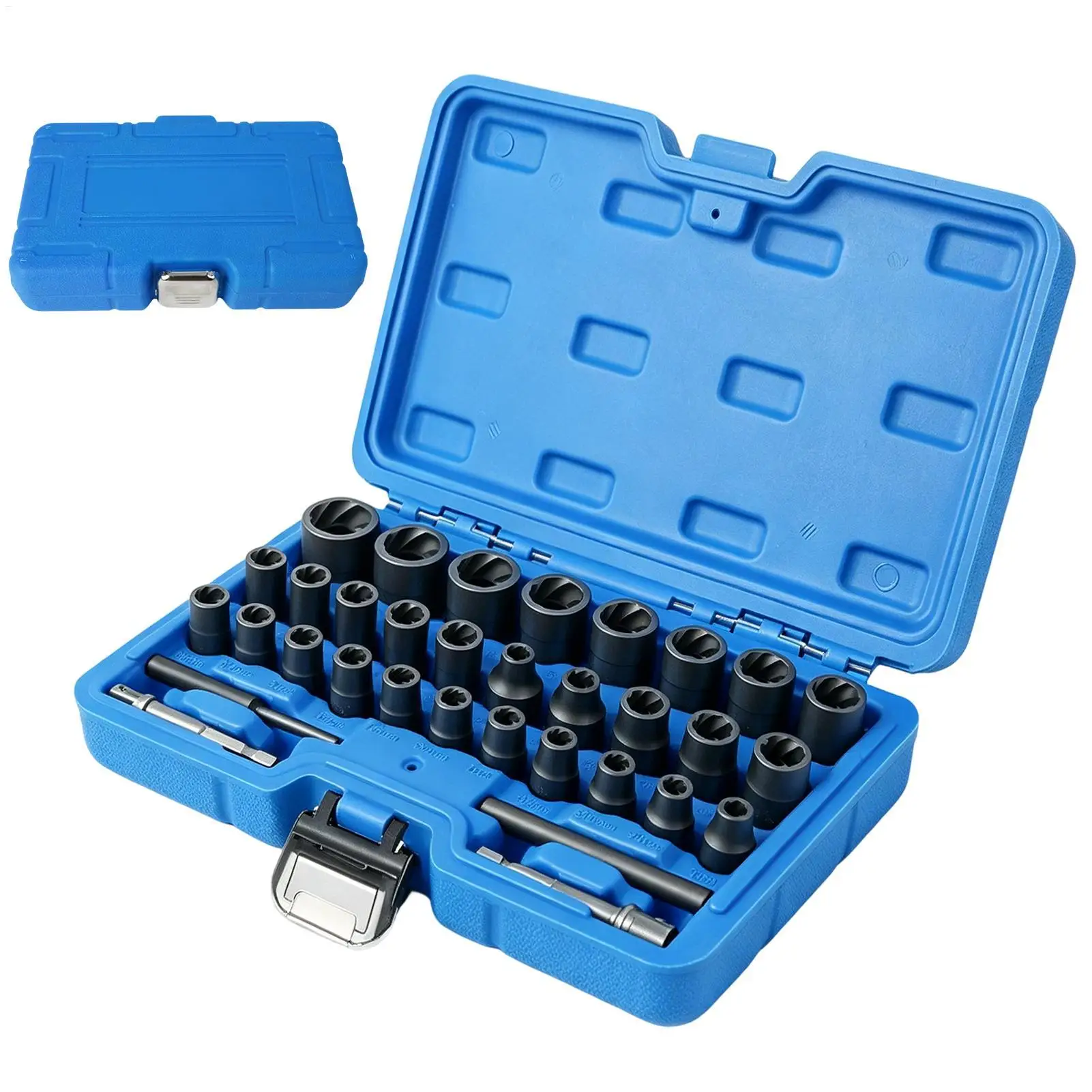 33 Pieces Bolt Extractor Kit 1/4" 3/8" 1/2" Drive Shock Resistant Universal Nut Removal Tool Lug Nut Removal Kit For Wheel Hub
33 Pieces Bolt Extractor Kit 1/4" 3/8" 1/2" Drive Shock Resistant Universal Nut Removal Tool Lug Nut Removal Kit For Wheel Hub