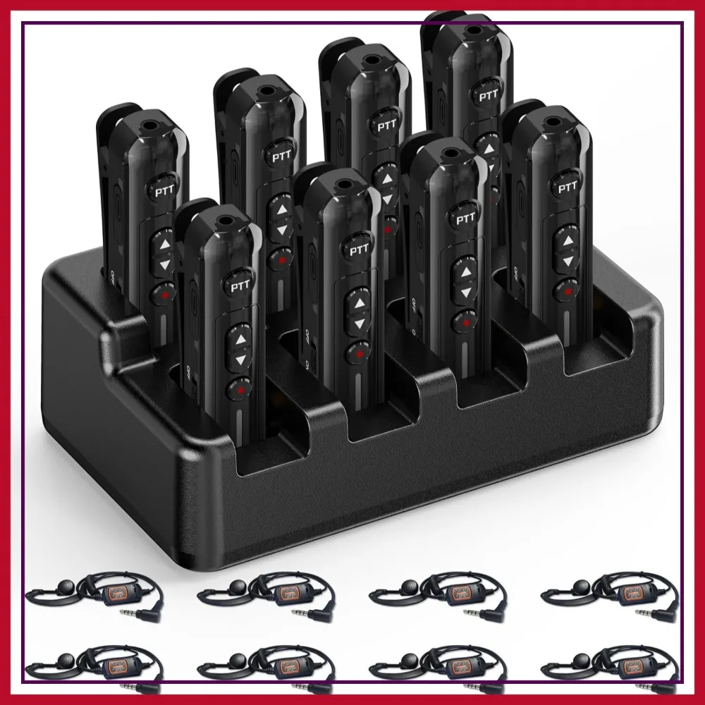 Pro Two Way Radios with Earpieces & 8-Unit Charger, Rechargeable Set for Restaurants Hotels Team Events, 8 Pack
Pro Two Way Radios with Earpieces & 8-Unit Charger, Rechargeable Set for Restaurants Hotels Team Events, 8 Pack