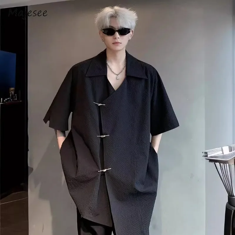 Shirts Men Turn-down Collar Handsome Summer Fashion Design European Style All-match Solid Half Sleeve Casual Loose Daily College
Shirts Men Turn-down Collar Handsome Summer Fashion Design European Style All-match Solid Half Sleeve Casual Loose Daily College