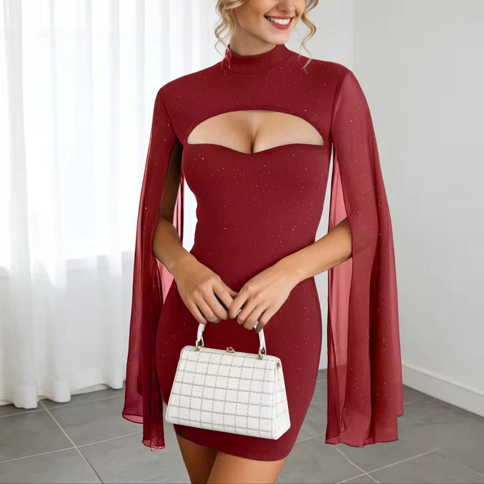 Women Long Sleeve Slit Casual Dress Elegant Winter Dresses Cape Dress Winter Dresses Bodycon Plain Women Vestidos Mujer
Women Long Sleeve Slit Casual Dress Elegant Winter Dresses Cape Dress Winter Dresses Bodycon Plain Women Vestidos Mujer