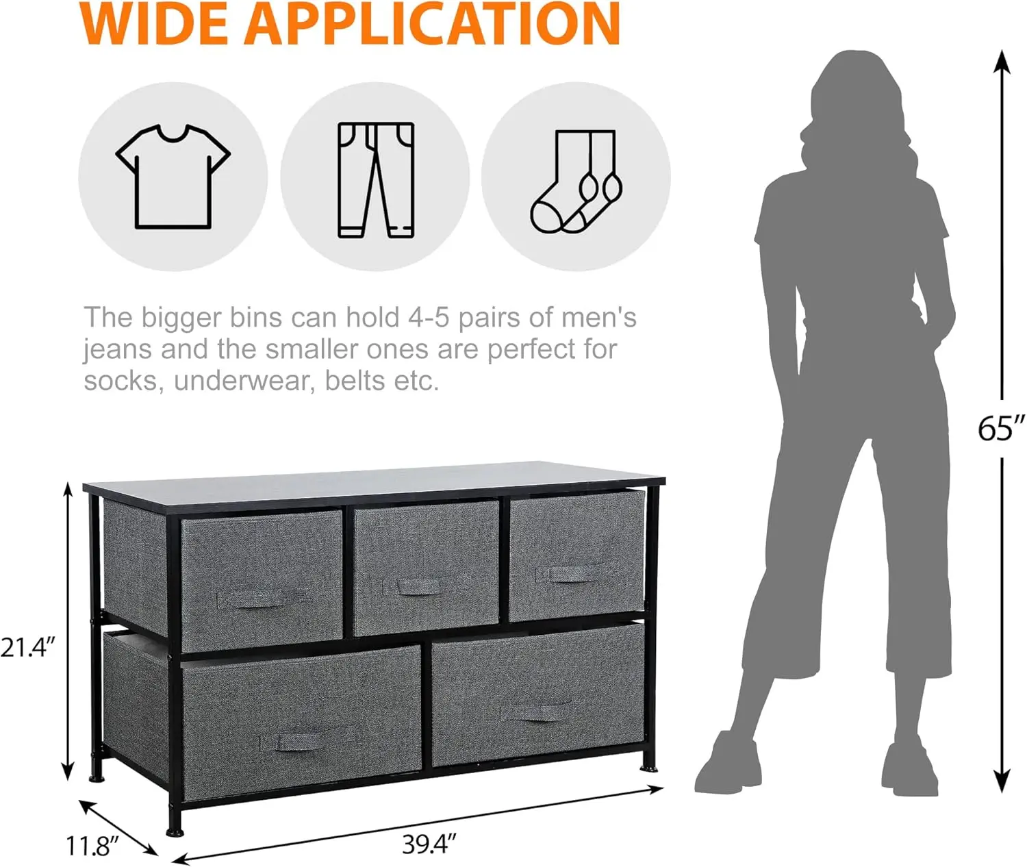 Super Deal Wide Dresser For Bedroom, 5 Drawer Fabric Storage Organizer Chest Heavy Duty Steel Frame Wood Top For Kids Toys
Super Deal Wide Dresser For Bedroom, 5 Drawer Fabric Storage Organizer Chest Heavy Duty Steel Frame Wood Top For Kids Toys