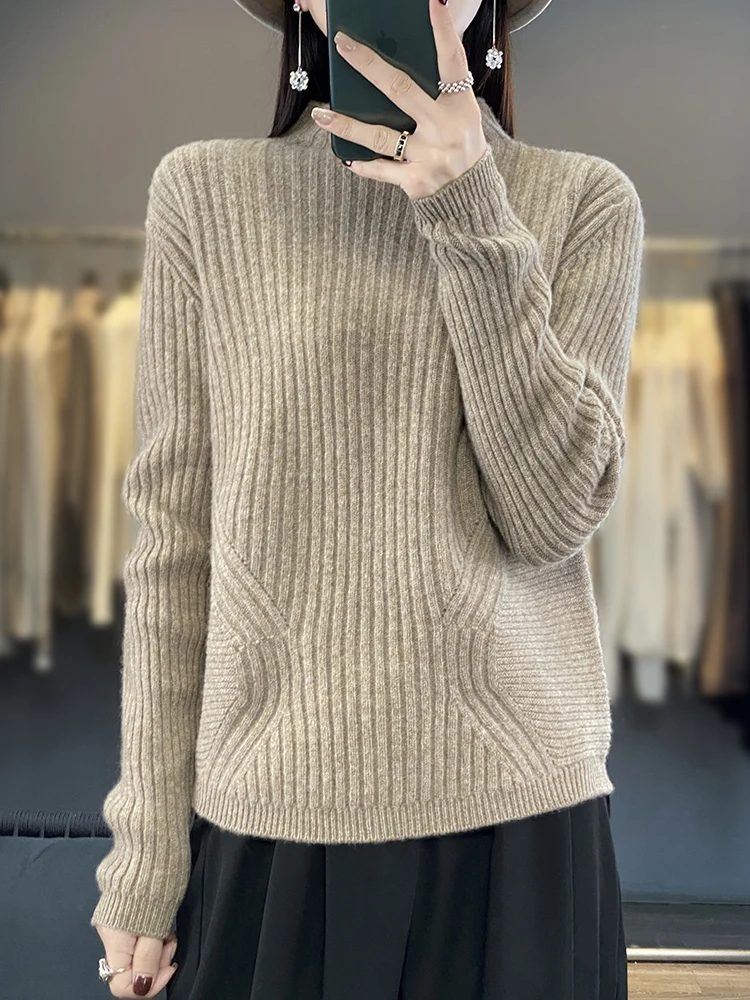 2024 Autumn Winter Women Sweater 100% Merino Wool Striped Knitwear Casual Thick Pullover Soft Long Sleeve Cashmere Clothes
2024 Autumn Winter Women Sweater 100% Merino Wool Striped Knitwear Casual Thick Pullover Soft Long Sleeve Cashmere Clothes