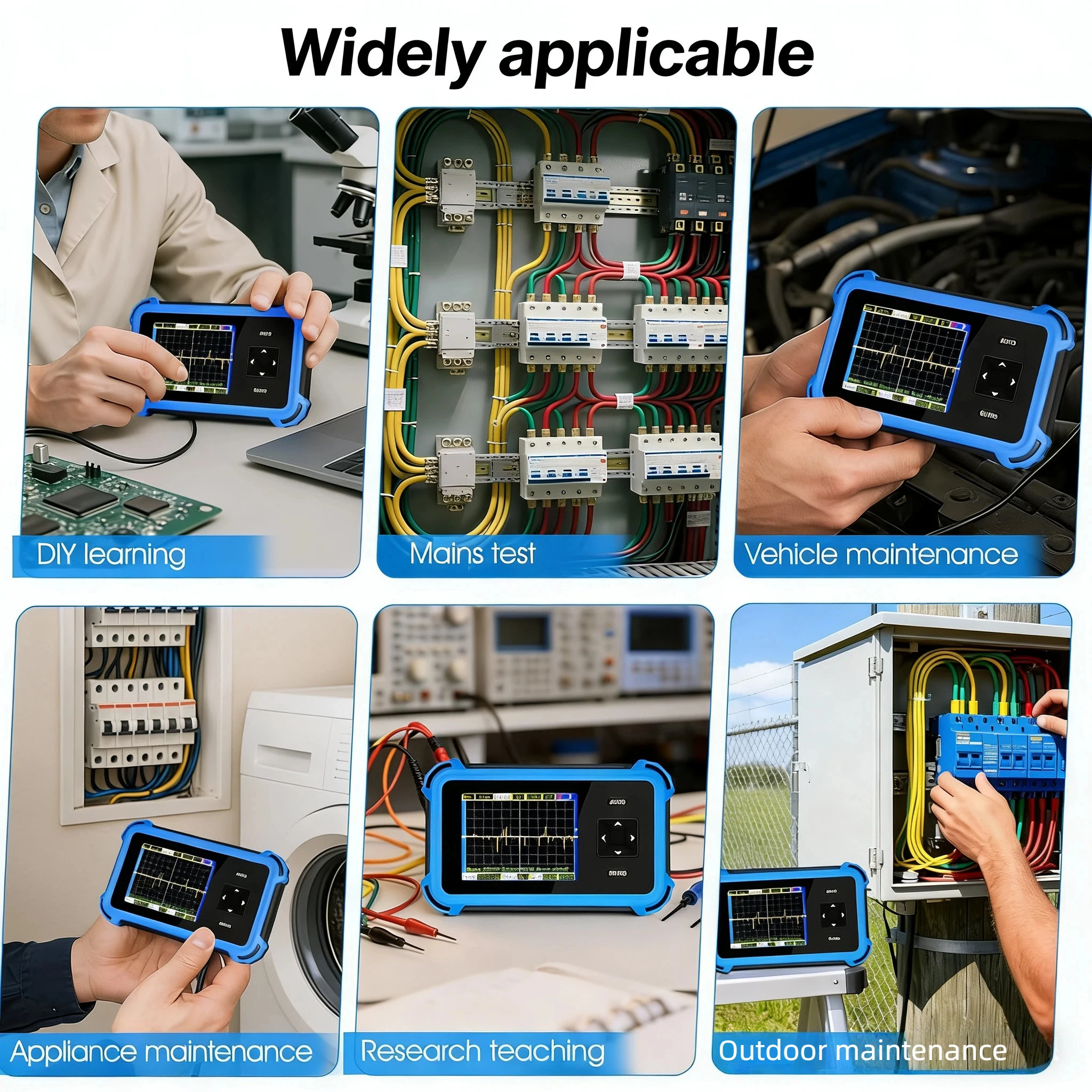 Mini oscilloscope, 1MHz bandwidth, 8.33MSa/s, suitable for automotive DIY, electronics enthusiasts, and student laboratories
Mini oscilloscope, 1MHz bandwidth, 8.33MSa/s, suitable for automotive DIY, electronics enthusiasts, and student laboratories