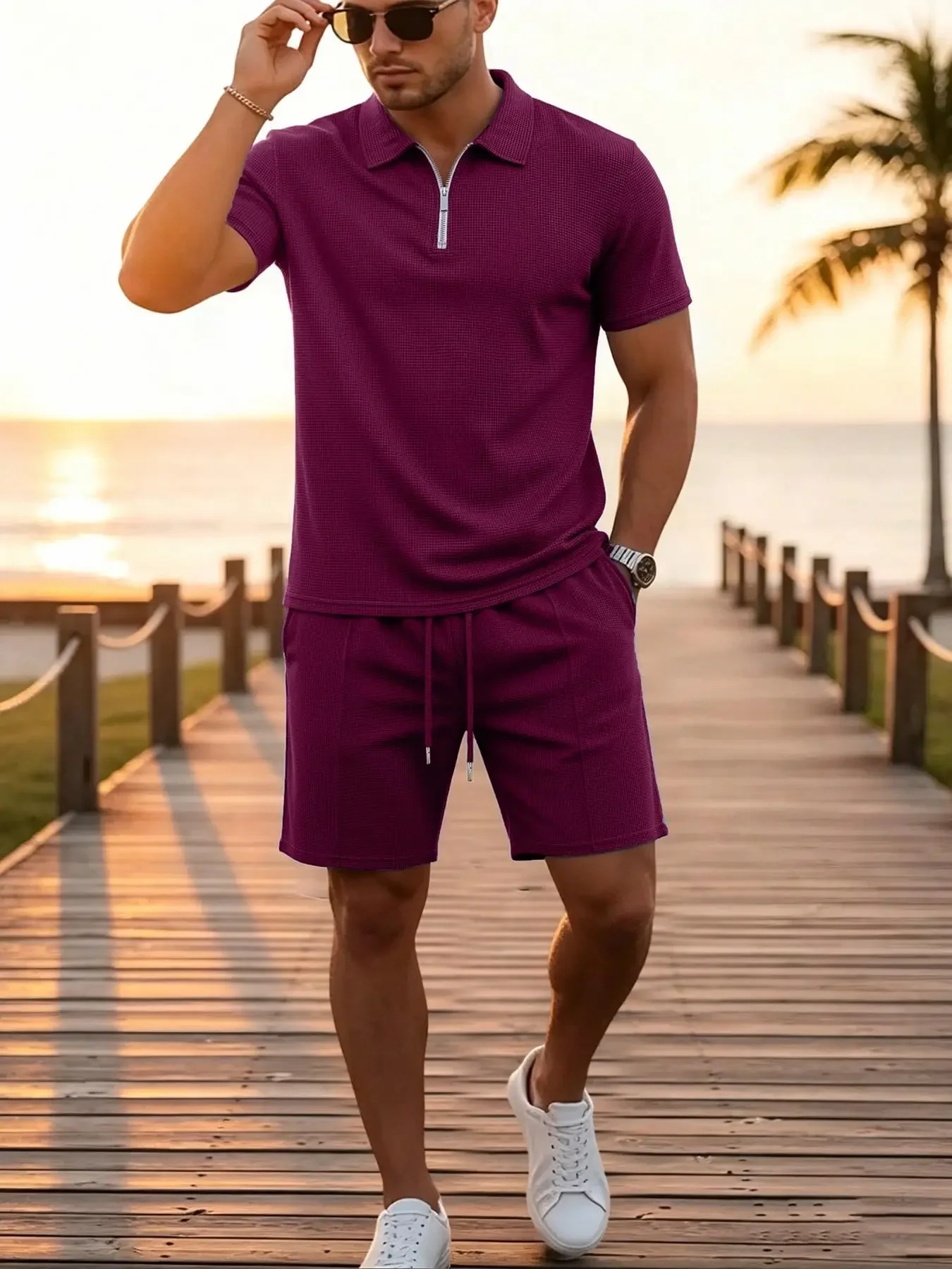 Men Solid Half Zip Polo Shirt Shorts 2Pcs Set Regular Fit Casual Collar Short Sleeve Sports Shorts Summer Men Daily Outfit Suit
Men Solid Half Zip Polo Shirt Shorts 2Pcs Set Regular Fit Casual Collar Short Sleeve Sports Shorts Summer Men Daily Outfit Suit