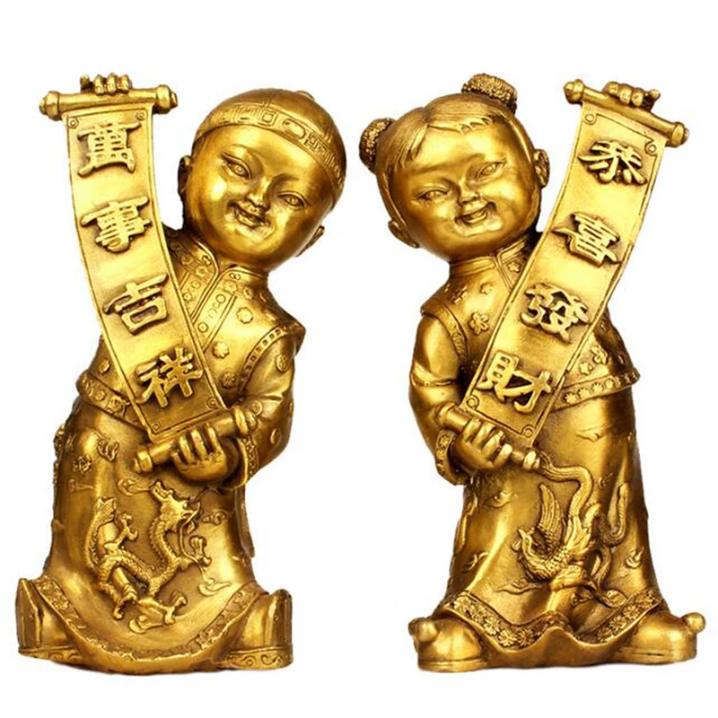 Pure copper lucky boy, good fortune boy, dragon girl, golden girl, jade girl, prosperous wealth home decoration
Pure copper lucky boy, good fortune boy, dragon girl, golden girl, jade girl, prosperous wealth home decoration