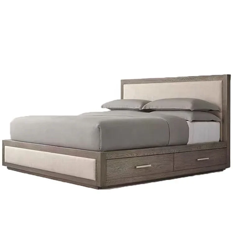 High Quality European modern solid wood oak bedroom storage wooden double bed with drawers
High Quality European modern solid wood oak bedroom storage wooden double bed with drawers