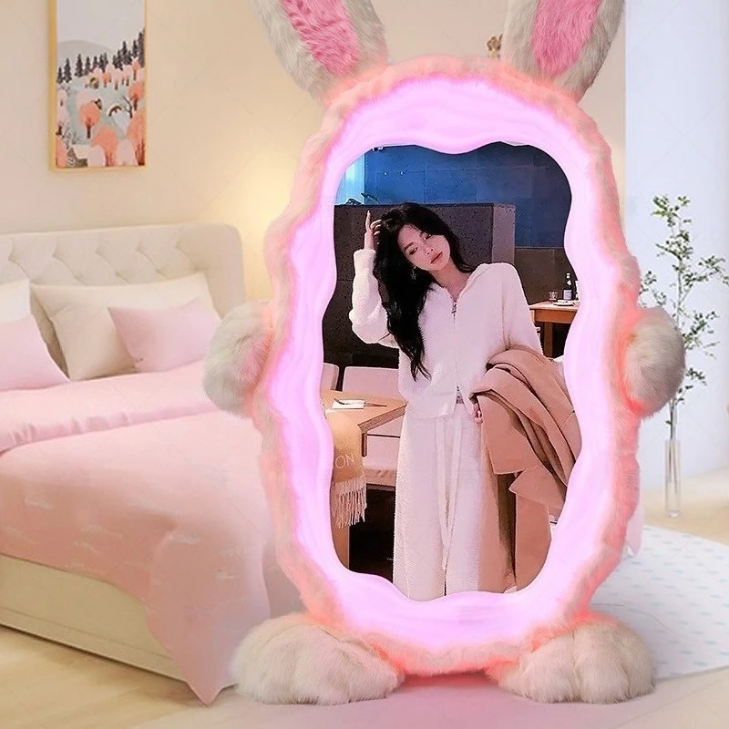 Fluffy Rabbit Floor Mirror with LED Lights Full Length Dressing Mirror for Bedroom Vanity
Fluffy Rabbit Floor Mirror with LED Lights Full Length Dressing Mirror for Bedroom Vanity
