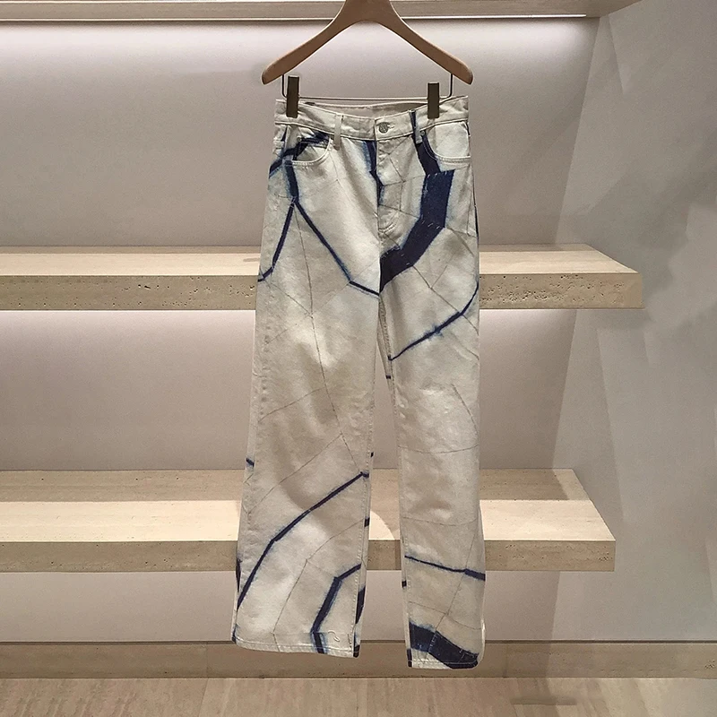 Summer 2025 High Waist Straight Leg Bleached Geometric Tie Dye Women's Jeans Casual Sle Wide Leg Loose Fit Long Pants
Summer 2025 High Waist Straight Leg Bleached Geometric Tie Dye Women's Jeans Casual Sle Wide Leg Loose Fit Long Pants