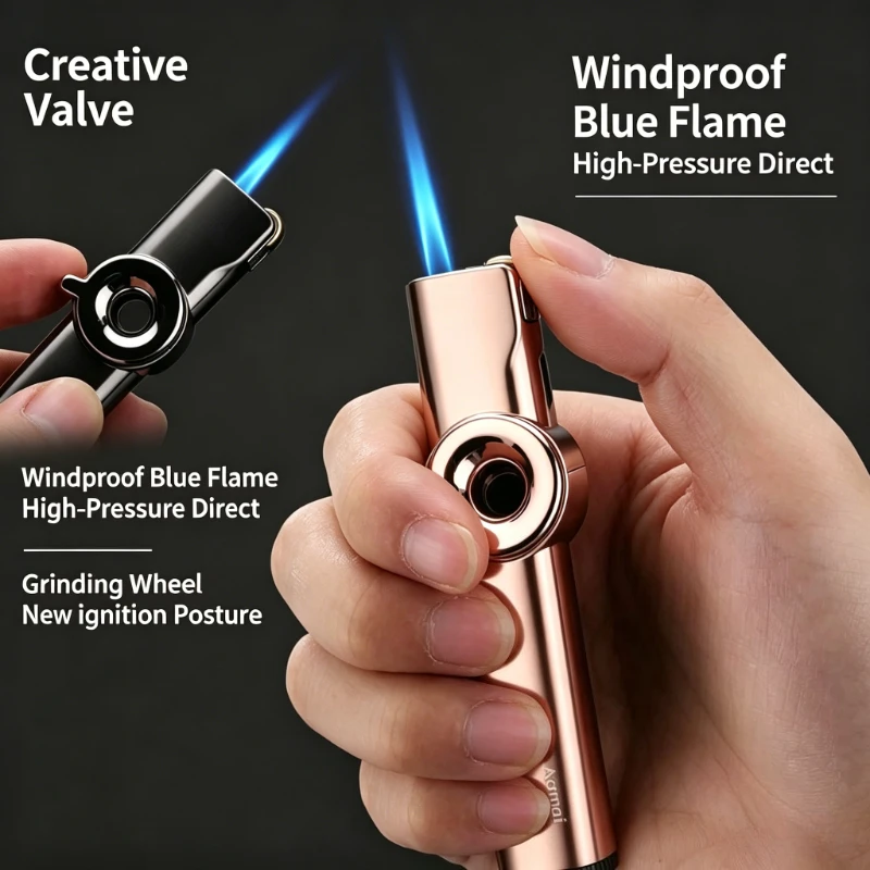 Windproof Jet Blue Flame Cigar Lighter, Butane Lighter with Rotary Switch, Durable Stylish Smoking Accessories for Daily Use
Windproof Jet Blue Flame Cigar Lighter, Butane Lighter with Rotary Switch, Durable Stylish Smoking Accessories for Daily Use