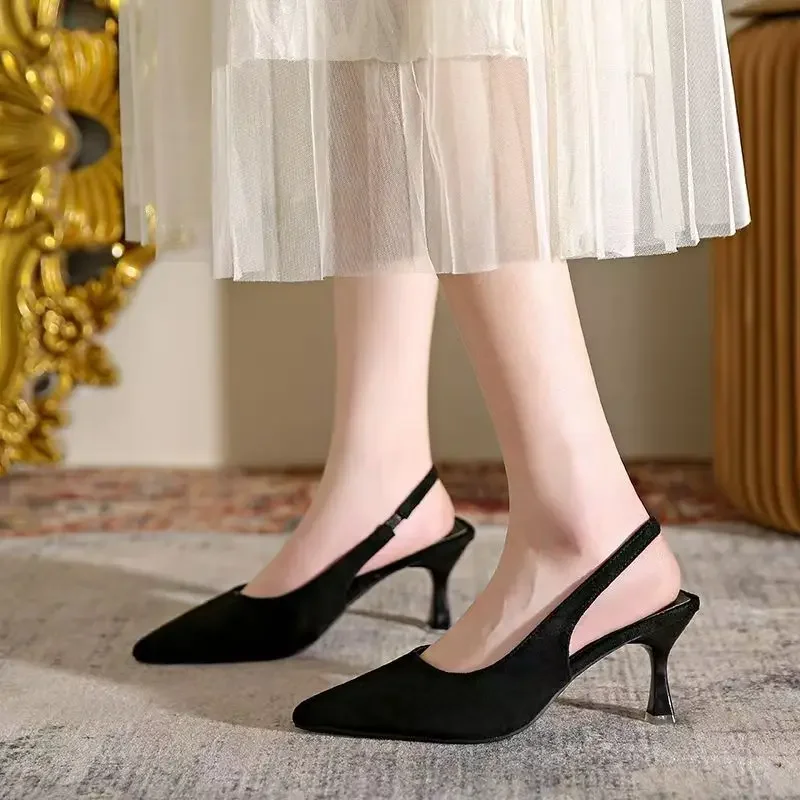 American Banquet Women's Shoes High Heels Thin Heels Suede Shallow Mouth Metal Pointed Toe Back hollow out Slim Single Shoes
American Banquet Women's Shoes High Heels Thin Heels Suede Shallow Mouth Metal Pointed Toe Back hollow out Slim Single Shoes