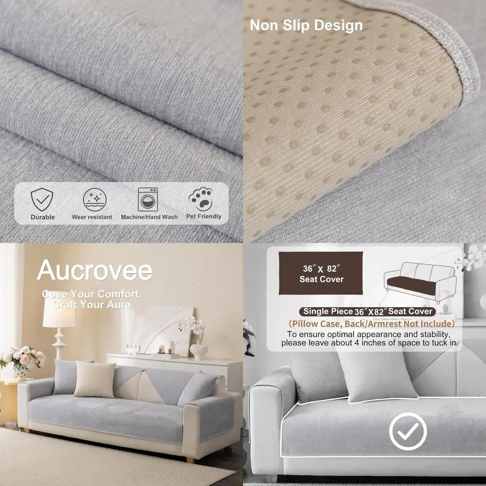 Washable 3-Cushion Sectional Sofa Cover, Non-Slip Pet-Friendly Couch Protector, Light Grey (36x82)
Washable 3-Cushion Sectional Sofa Cover, Non-Slip Pet-Friendly Couch Protector, Light Grey (36x82)