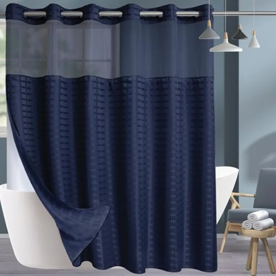 Extra Wide No Hook Shower Curtain with Snap in Liner Set, 108" x 74" Hotel Luxury Navy Blue Shower Curtains for Bathroom with S
Extra Wide No Hook Shower Curtain with Snap in Liner Set, 108" x 74" Hotel Luxury Navy Blue Shower Curtains for Bathroom with S
