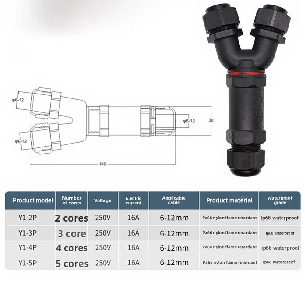 5pcs Y-Type Waterproof Wire Connector 5 Cores Socket Connector For Outdoor Dustproof Moisture-proof UV-resistant Nylon Connector
5pcs Y-Type Waterproof Wire Connector 5 Cores Socket Connector For Outdoor Dustproof Moisture-proof UV-resistant Nylon Connector