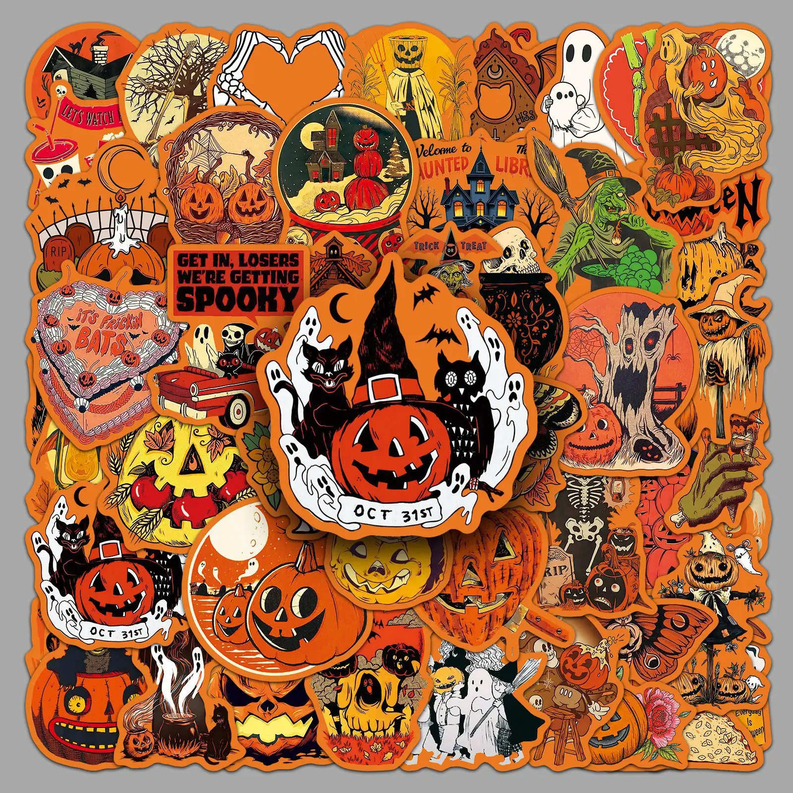 50PCS Retro Halloween Stickers Halloween Pumpkin DIY Water Cup Stickers Scrapbooking Phone Luggage Skateboard Waterproof Decals
50PCS Retro Halloween Stickers Halloween Pumpkin DIY Water Cup Stickers Scrapbooking Phone Luggage Skateboard Waterproof Decals