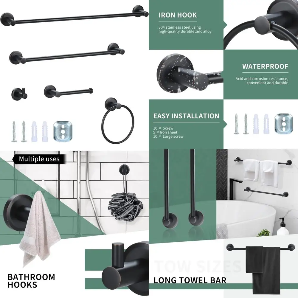 Oil-Rubbed Bronze 5-Piece Bath Hardware Set with 24 Towel Bar - Elegant Bathroom Accessory Kit
Oil-Rubbed Bronze 5-Piece Bath Hardware Set with 24 Towel Bar - Elegant Bathroom Accessory Kit