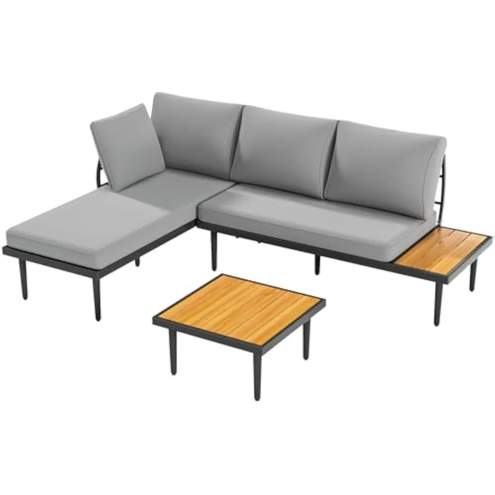 Outdoor Sectional Furniture Patio Sectional Sofa with Acacia Wood Table, Patio L-Shaped Conversation Set with All-Weather
Outdoor Sectional Furniture Patio Sectional Sofa with Acacia Wood Table, Patio L-Shaped Conversation Set with All-Weather