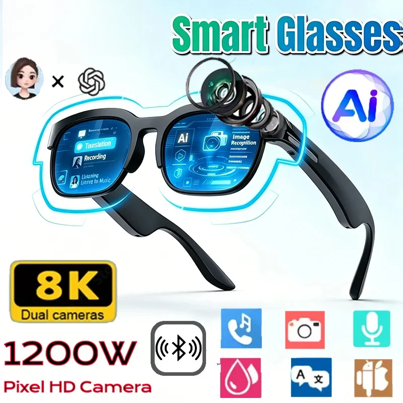 New model Smart Glasses AI Translation Bluetooth Conversation Recording Listening To Music Men Women Smart Sunglasses
New model Smart Glasses AI Translation Bluetooth Conversation Recording Listening To Music Men Women Smart Sunglasses