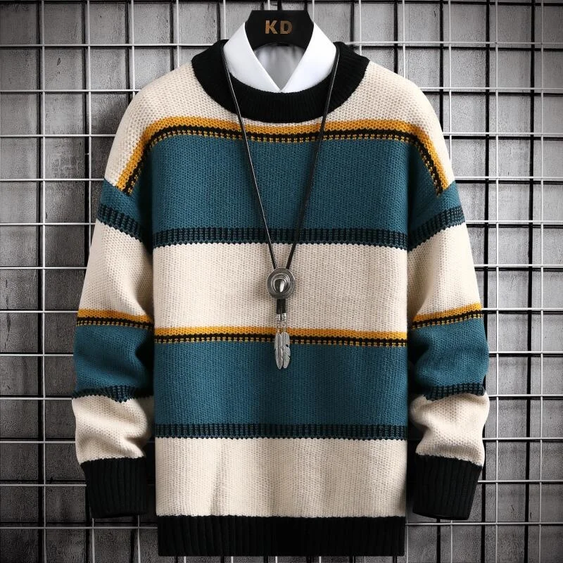 Winter 2023 New Handsome Korean Mens Sweaters Thick Warm Loose Sweater Men Clothing High Quality Striped Christmas Pullover Men
Winter 2023 New Handsome Korean Mens Sweaters Thick Warm Loose Sweater Men Clothing High Quality Striped Christmas Pullover Men