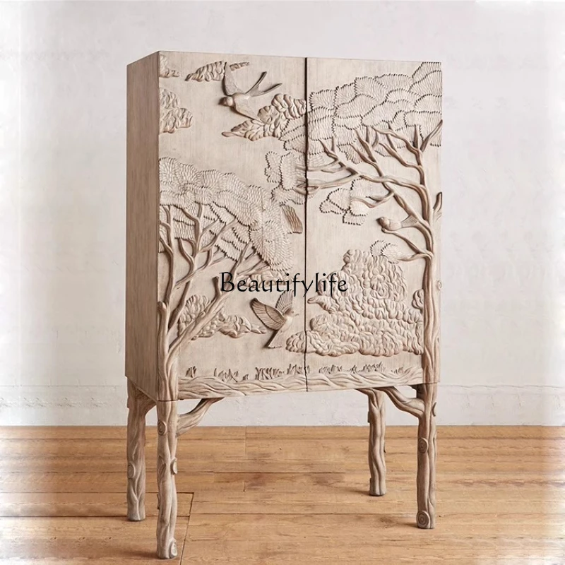 American rural flower and bird solid wood relief dining side decorative cabinet living room storage retro wine cabinet
American rural flower and bird solid wood relief dining side decorative cabinet living room storage retro wine cabinet
