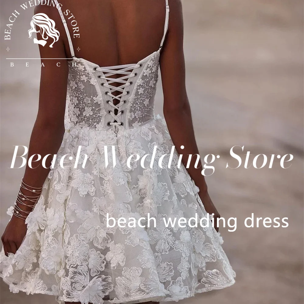 Beach Customized Wedding Dress Spaghetti Straps Mini Appliques Lace Up A Line Dresses For Women 2023 Vestidos Para Mulhere
Beach Customized Wedding Dress Spaghetti Straps Mini Appliques Lace Up A Line Dresses For Women 2023 Vestidos Para Mulhere