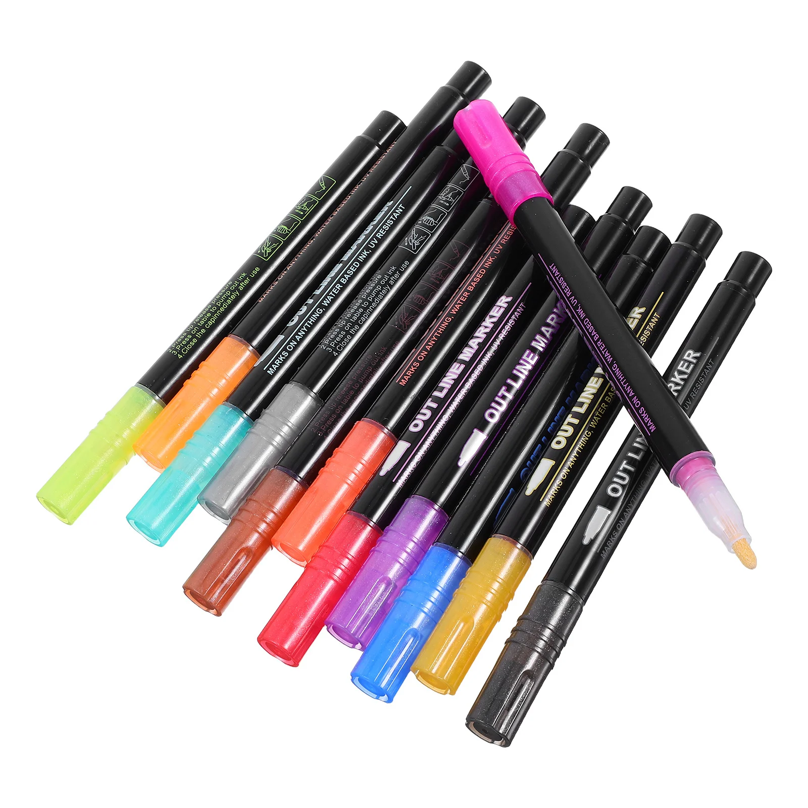 12Pcs Double Line Glitter Pens Silver Outlines Sparkle Markers for Art Drawing Supplies Girls Kids Teens Hand Lettering Crafts
12Pcs Double Line Glitter Pens Silver Outlines Sparkle Markers for Art Drawing Supplies Girls Kids Teens Hand Lettering Crafts