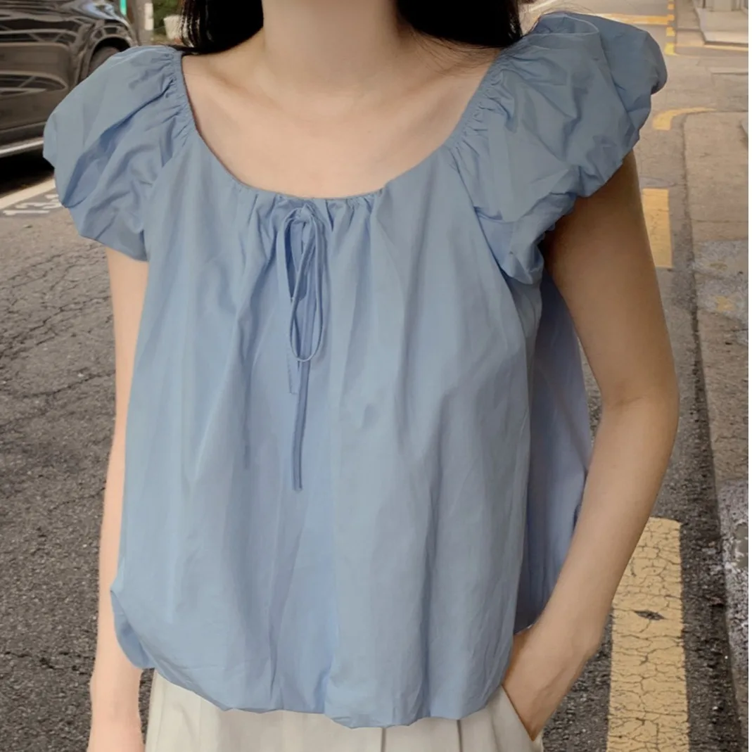 Summer New Sweet Bubble Sleeve Tie Neck Short Sleeve Shirt Women's Fashion Versatile Style Other Material 100% Short Sleeve
Summer New Sweet Bubble Sleeve Tie Neck Short Sleeve Shirt Women's Fashion Versatile Style Other Material 100% Short Sleeve