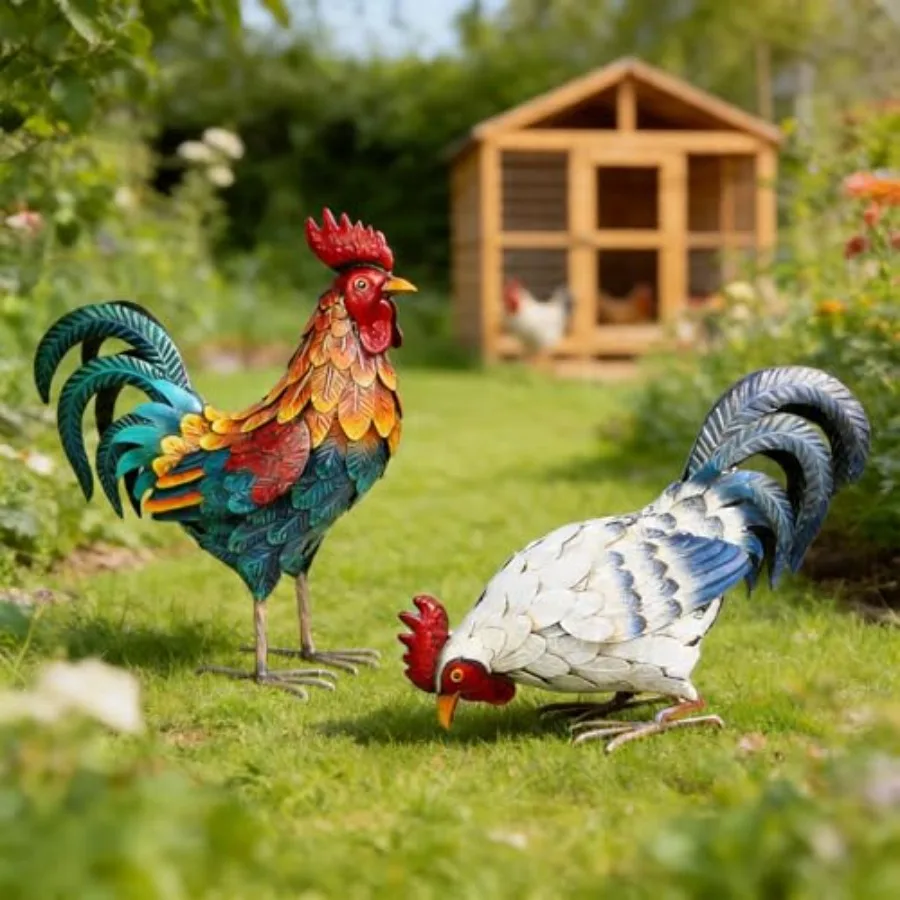 Metal Rooster Statues, Outdoor Garden Metal Chicken Decor, Garden Sculptures Chicken Ornaments Yard Art for Backyard Patio Lawn
Metal Rooster Statues, Outdoor Garden Metal Chicken Decor, Garden Sculptures Chicken Ornaments Yard Art for Backyard Patio Lawn