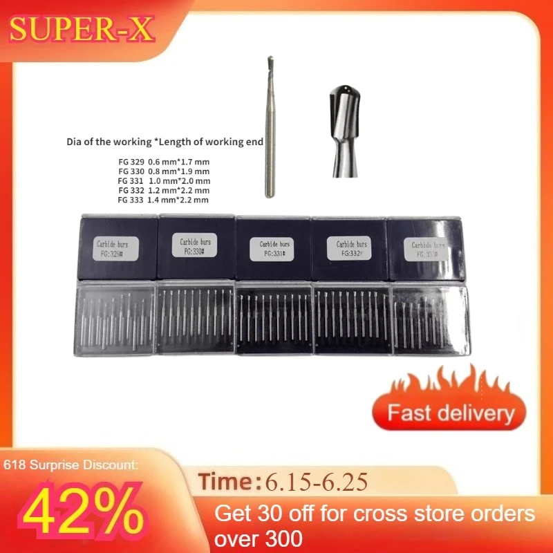 10pcs/box Dental Tungsten Steel Carbide Burs Pear Shape Bur for High Speed Handpiece 5Size FG- 329,FG-330,FG-331,FG-332,FG-333
10pcs/box Dental Tungsten Steel Carbide Burs Pear Shape Bur for High Speed Handpiece 5Size FG- 329,FG-330,FG-331,FG-332,FG-333