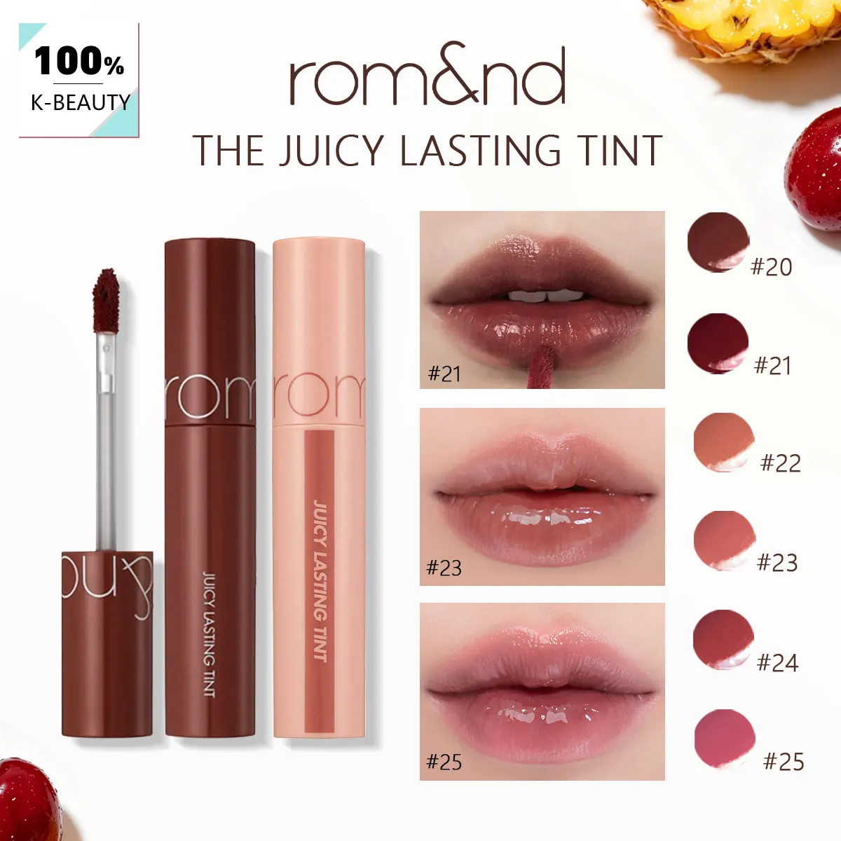 rom&nd JUICY LASTING TINT 20-25, Juicy Dewy Gloss, Intense Hydration, Long-Lasting Stay, Korean Cosmetics, Korean Makeup
rom&nd JUICY LASTING TINT 20-25, Juicy Dewy Gloss, Intense Hydration, Long-Lasting Stay, Korean Cosmetics, Korean Makeup