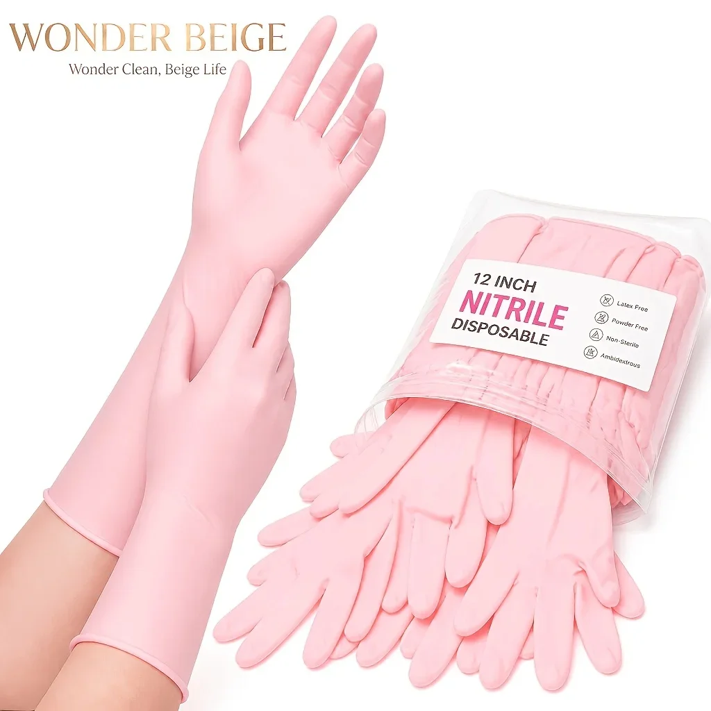 Wonder Beige Pink Disposable Nitrile Gloves 12 Inch Long Sleeve, Breathable Elastic, Left and Right Hand, Universal Daily Tasks, Family Activities, Adults, Men and Women, Comfort, Flexible, Fit, Daily Essentials
Wonder Beige Pink Disposable Nitrile Gloves 12 Inch Long Sleeve, Breathable Elastic, Left and Right Hand, Universal Daily Tasks, Family Activities, Adults, Men and Women, Comfort, Flexible, Fit, Daily Essentials