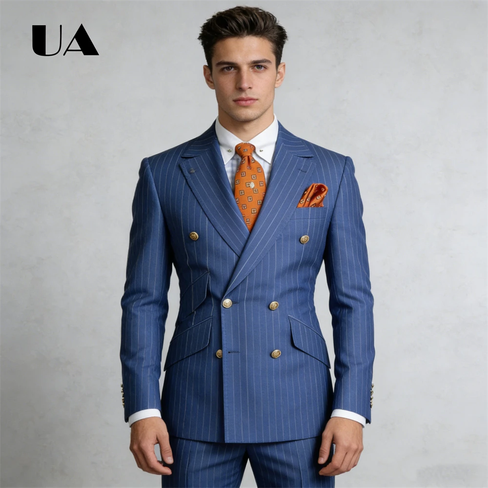 Double Row Straped Modern Suit Two Pieces Casual Smart Tuxedo Jacket Pants Big& Tall Man Prom Suit Attire Business Meering Suits
Double Row Straped Modern Suit Two Pieces Casual Smart Tuxedo Jacket Pants Big& Tall Man Prom Suit Attire Business Meering Suits