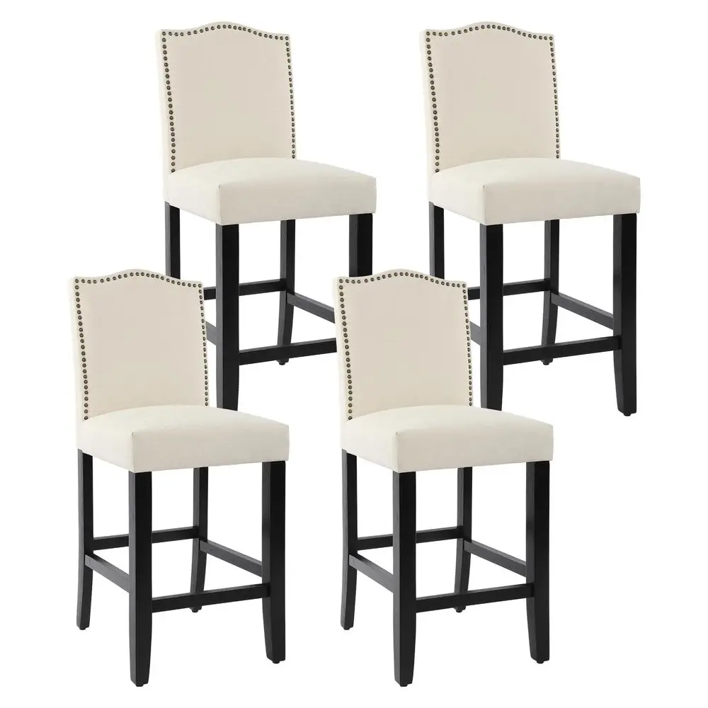Counter Height Bar Stools Set of 4, 24.8 Inch Upholstered Fabric Barstools, Kitchen Island Chairs with Bronze Nail Backrest and
Counter Height Bar Stools Set of 4, 24.8 Inch Upholstered Fabric Barstools, Kitchen Island Chairs with Bronze Nail Backrest and
