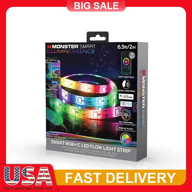 2m Smart LED Strip Lights USB Powered Color Changing Flow Lighting Alexa Google Assistant Voice Control App Control for TV PC
2m Smart LED Strip Lights USB Powered Color Changing Flow Lighting Alexa Google Assistant Voice Control App Control for TV PC