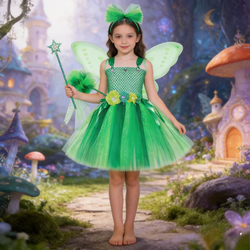 Green Butterfly Fairy Costume for Girls Sparkly Dress Halloween Carnival Outfit Kids Festive Party Cosplay Clothes with Wings
Green Butterfly Fairy Costume for Girls Sparkly Dress Halloween Carnival Outfit Kids Festive Party Cosplay Clothes with Wings