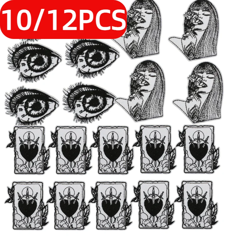 10/12PCS Wholesale PUNK Love Girls Black and White Flower Knife Embroidery Lightning Decoration Patch Ironing Bag/hat/cloth
10/12PCS Wholesale PUNK Love Girls Black and White Flower Knife Embroidery Lightning Decoration Patch Ironing Bag/hat/cloth