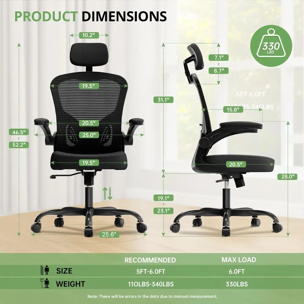 Chair Ergonomic Desk Chair, 330LBS Capacity, High Back Computer Chair for Long Hours Comfortable, Rolling Swivel Executive Task
Chair Ergonomic Desk Chair, 330LBS Capacity, High Back Computer Chair for Long Hours Comfortable, Rolling Swivel Executive Task