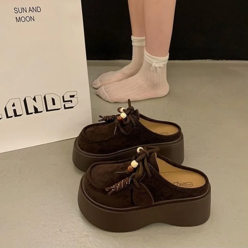 New Retro Womens Shoes Exquisite Platform Mueller Slippers for Woman Fashion Baotou Casual Shoes Designer Shoes Zapatos De Mujer
New Retro Womens Shoes Exquisite Platform Mueller Slippers for Woman Fashion Baotou Casual Shoes Designer Shoes Zapatos De Mujer